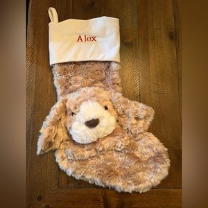 Pottery Barn Dog stocking monogrammed with Alex, used.